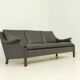Aage Christiansen three-seater sofa in dark brown leather, 1960s