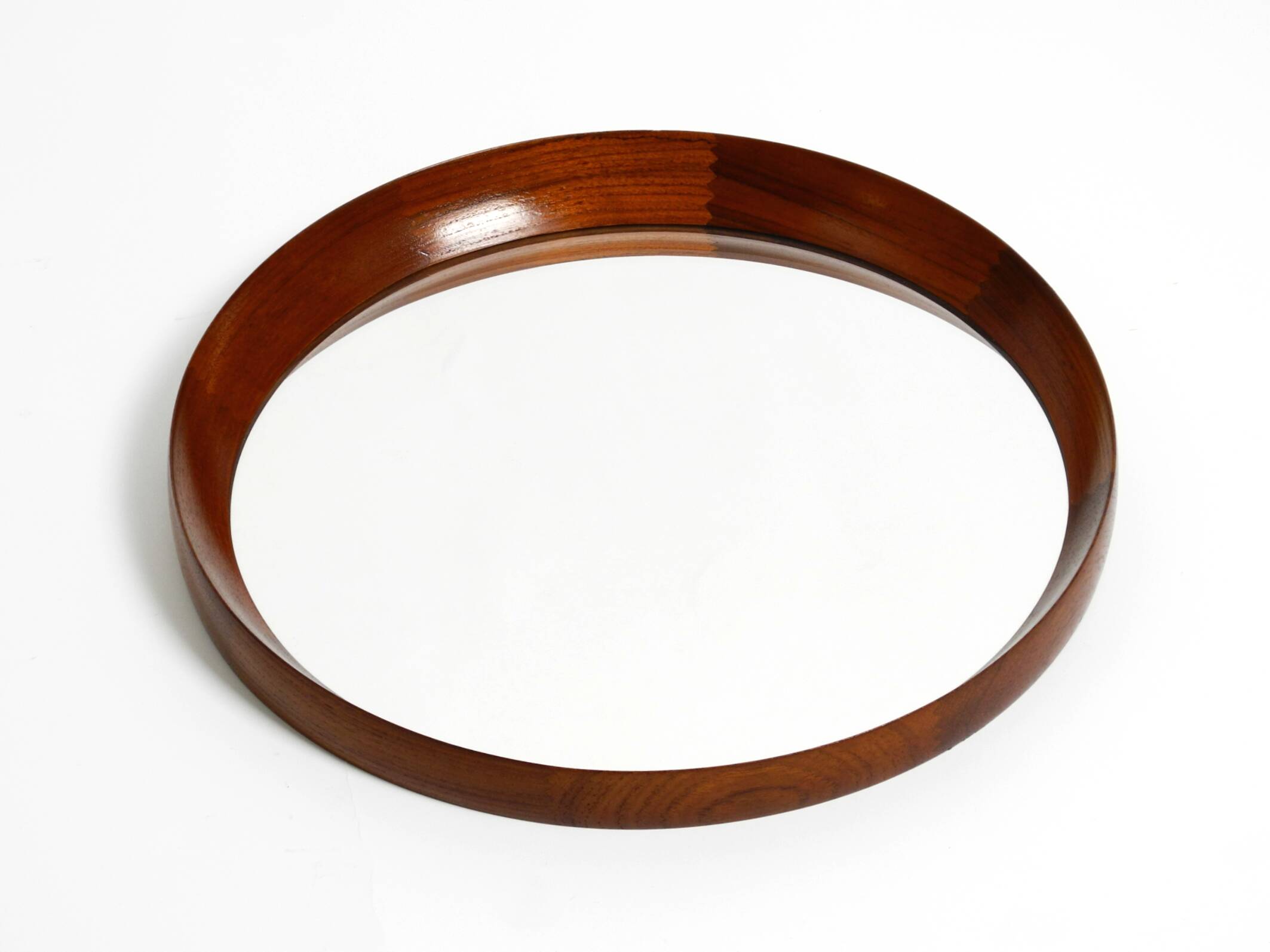 Beautiful round 1960s teak wall mirror by TH. POSS 'EFTF Copenhagen Denmark