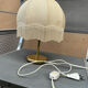Vintage table lamp with fringed shade – gilded brass – 1970s