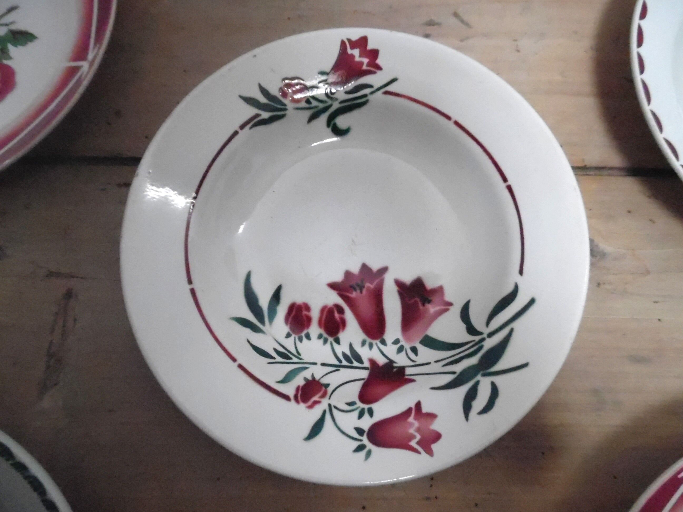 Five deep dishes earthenware mismatched