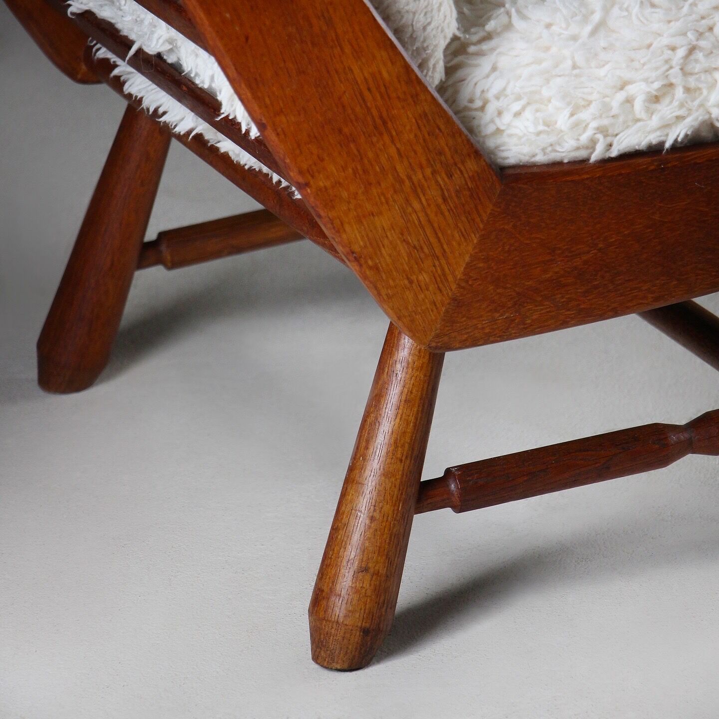 Pair of solid oak armchairs