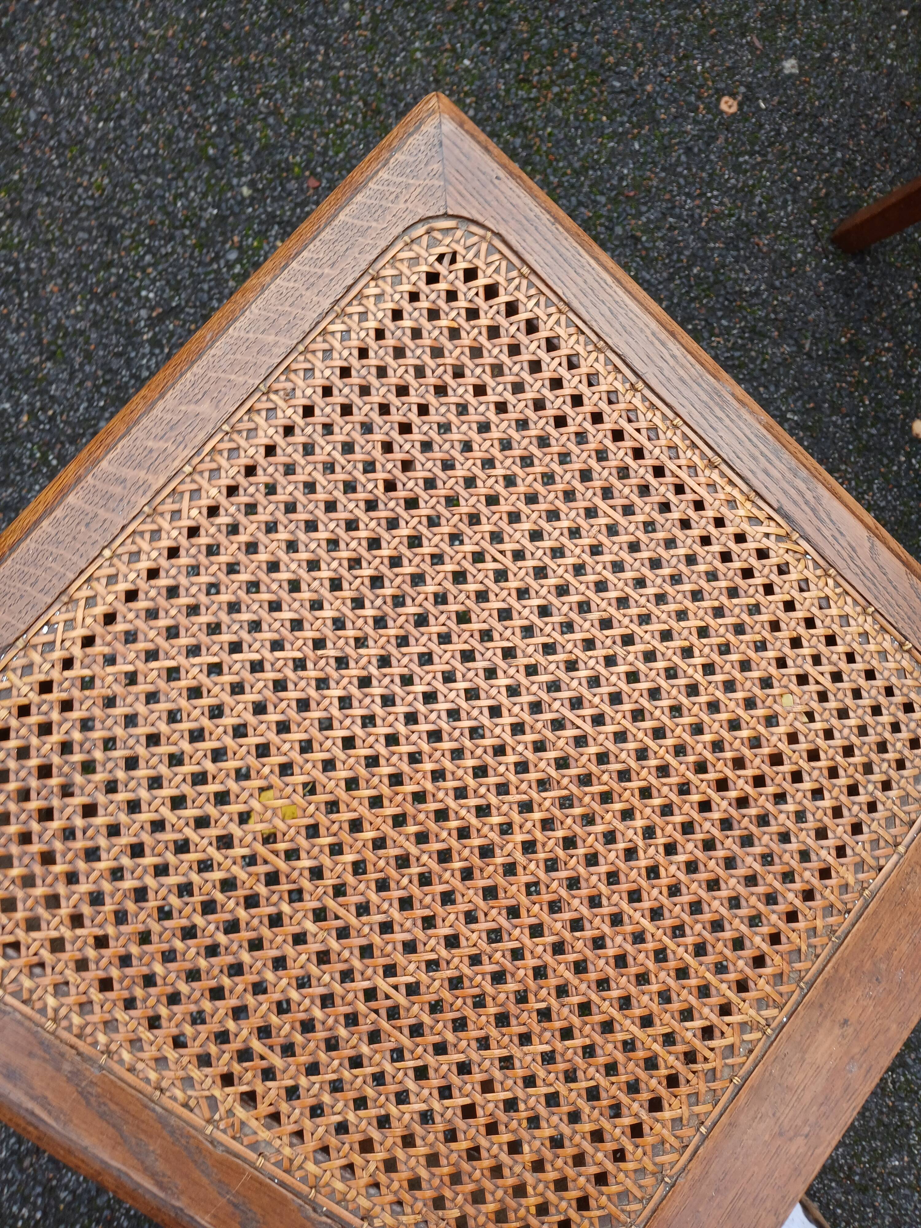 4 old wooden cane chairs