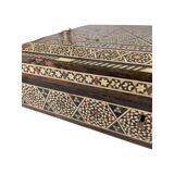 Large Persian marquetry box inlaid with its key