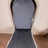 Set of Italian dining chairs from 1970, chrome and covered in blue velvet