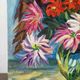 Dahlias and Zinnias, oil on canvas signed Gisèle Renaut