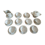 Ancien service à café en porcelaine 9 tasses sous-coupes pot lait sucrier
