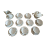 Ancien service à café en porcelaine 9 tasses sous-coupes pot lait sucrier