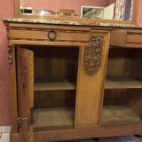 Art Deco solid wood sideboard with mirror and marble top