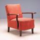 Paire de fauteuils vintage des années 50 avec accoudoirs en bois, Tchécoslovaquie, 72 × 61 × 82 cm