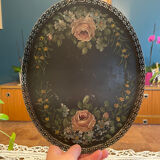 Oval painted tin tray Napoleon III