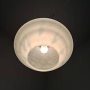 Napako Midcentury Modern Pendant Lamp in Opaline Glass and Brass, Czechoslovakia