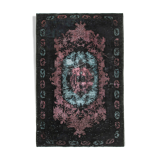 Hand-knotted vintage turkish 1980s 184 cm x 282 cm black carpet