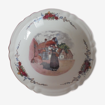 Empty serving dish Obernai Faïence Sarreguemines diameter 31.5 cm High. 6 cm