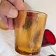 6 vintage glasses Lever France amber and ruby from the 1970s