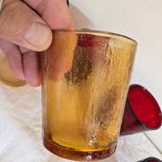 6 vintage glasses Lever France amber and ruby from the 1970s