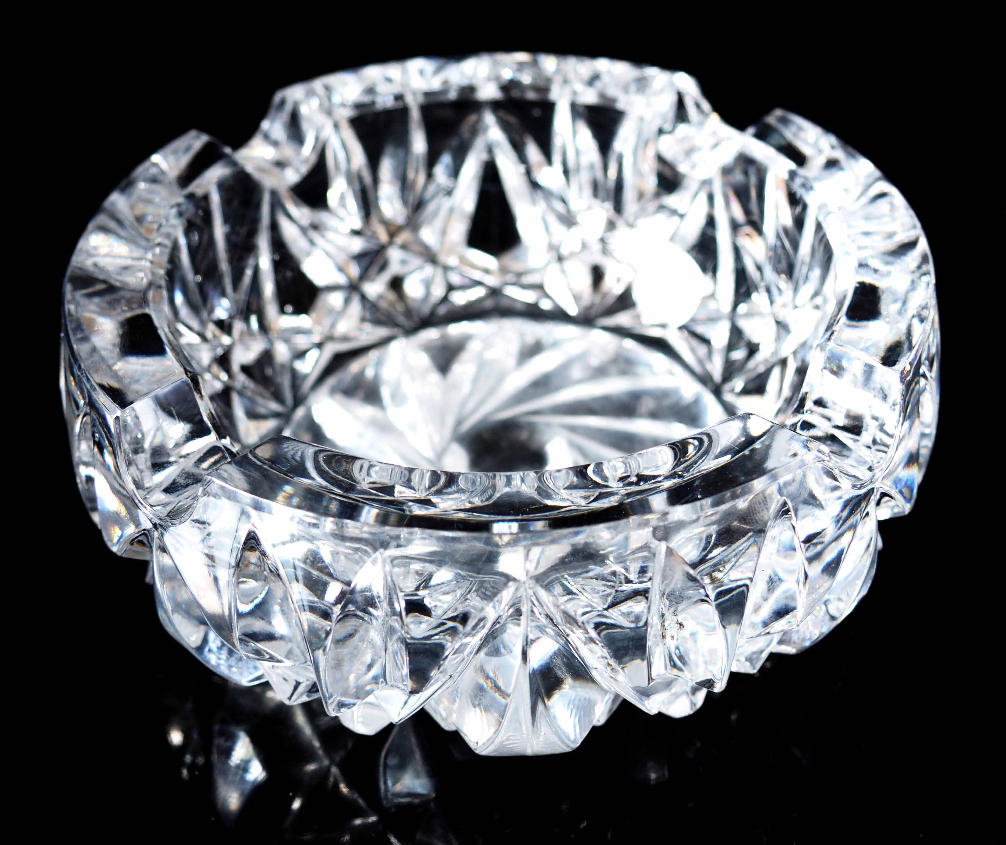 Cut crystal ashtray