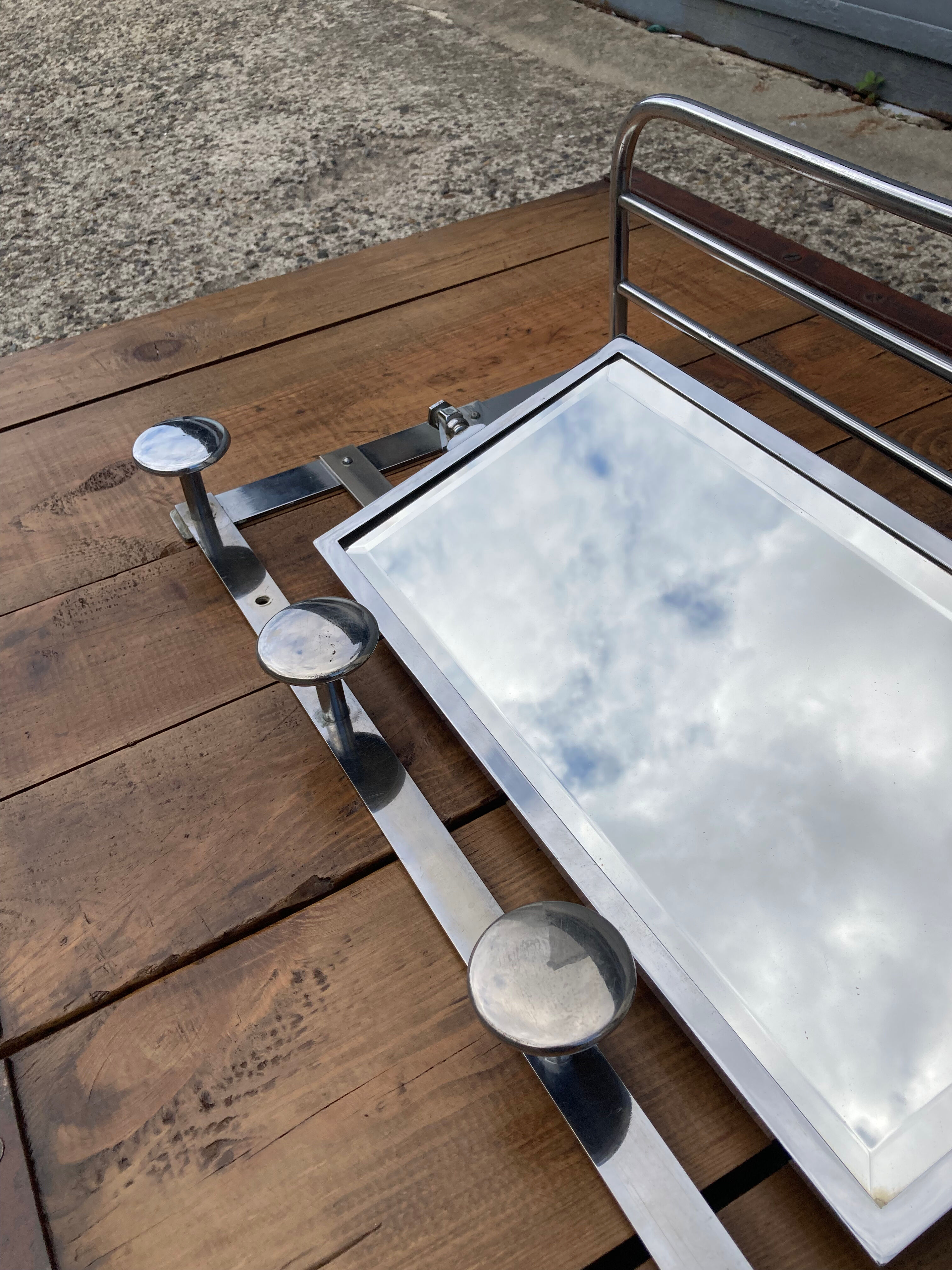 Wall coat rack / 50s chrome cloakroom