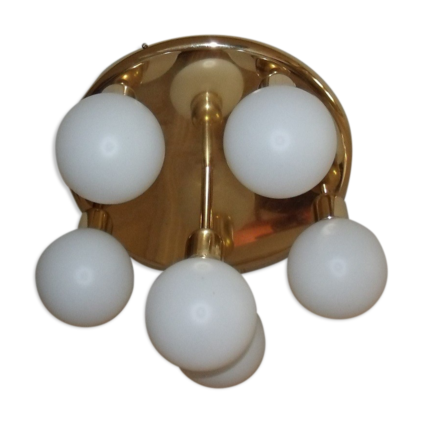 Ceiling lamp 6 opaline globes 1980