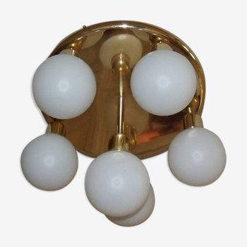 Ceiling lamp 6 opaline globes 1980