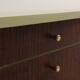 Pair of vintage bedside tables completely restyled in pale green on solid beech compass legs