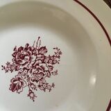 Old hollow plates mismatched ornate in red