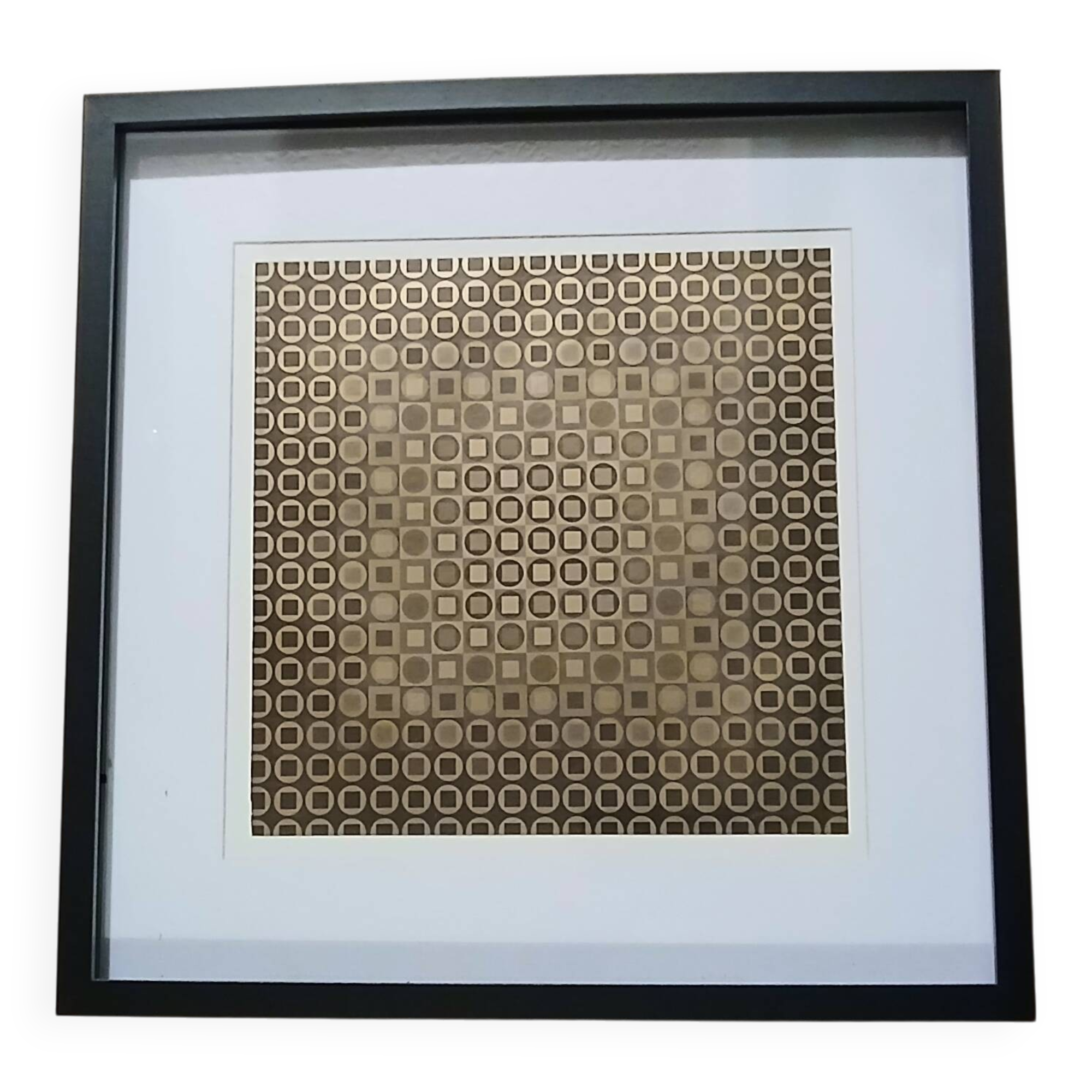 Tableau Cinétique Victor Vasarely - "Or & Couleurs" en Relief
