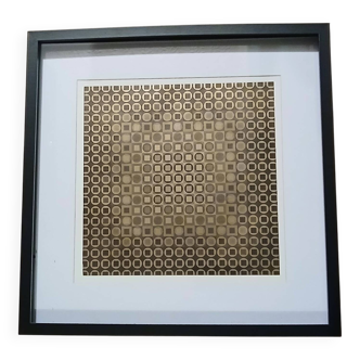Victor Vasarely Kinetic Painting - "Gold & Colors" in Relief