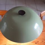 Vintage lamp green lacquered metal and brass