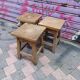 3 vintage square wooden stools