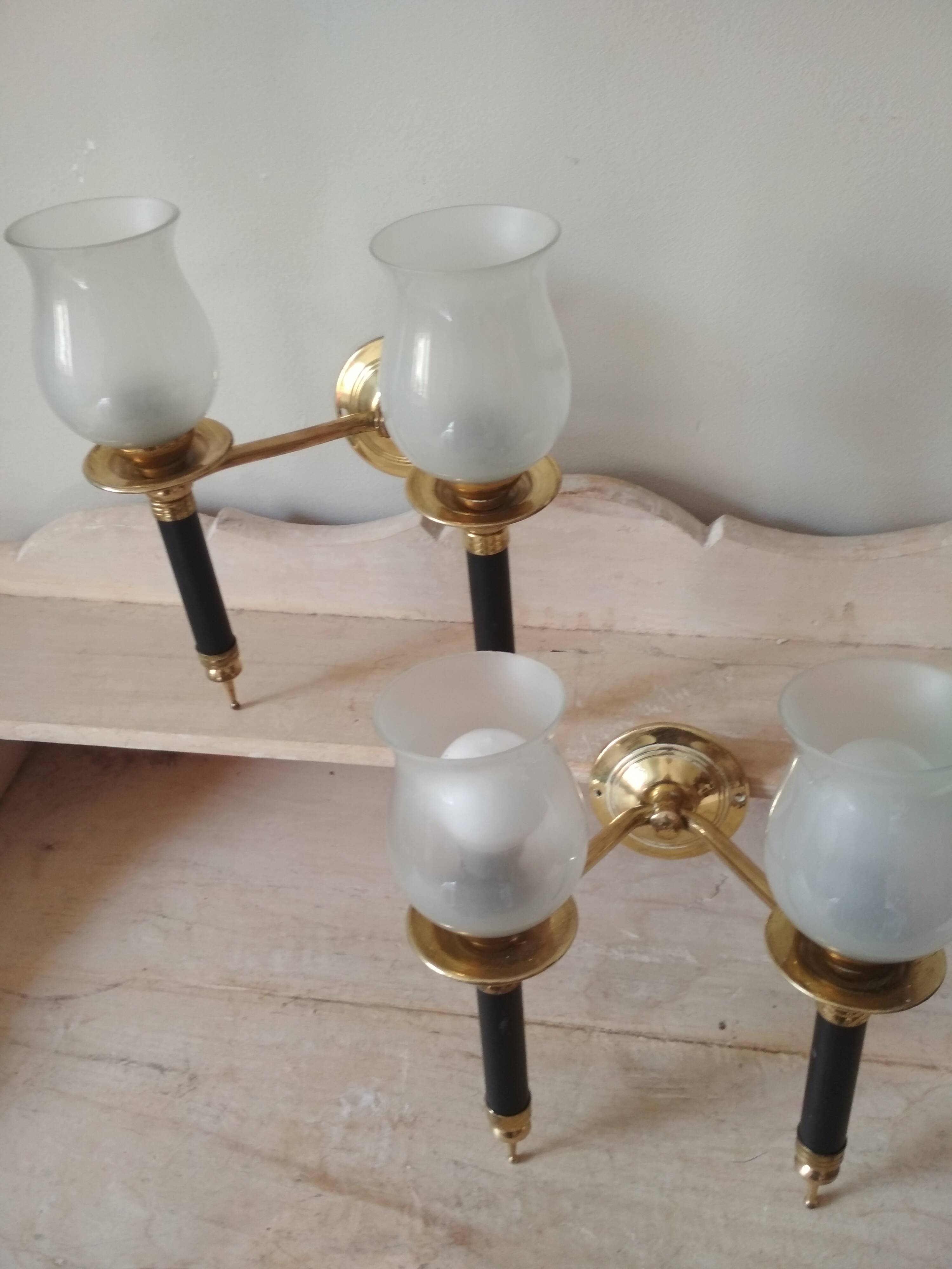 Pair of vintage 50s wall lights, 2 sconces