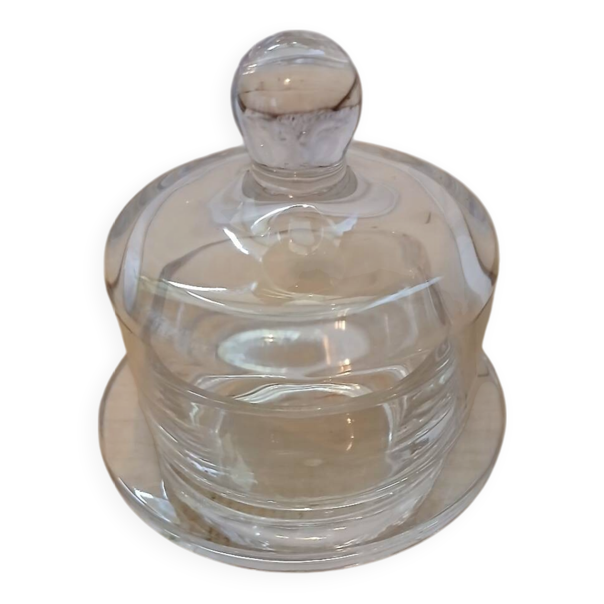 Individual glass butter dish