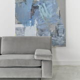 Canapé gris velour, design scandinave