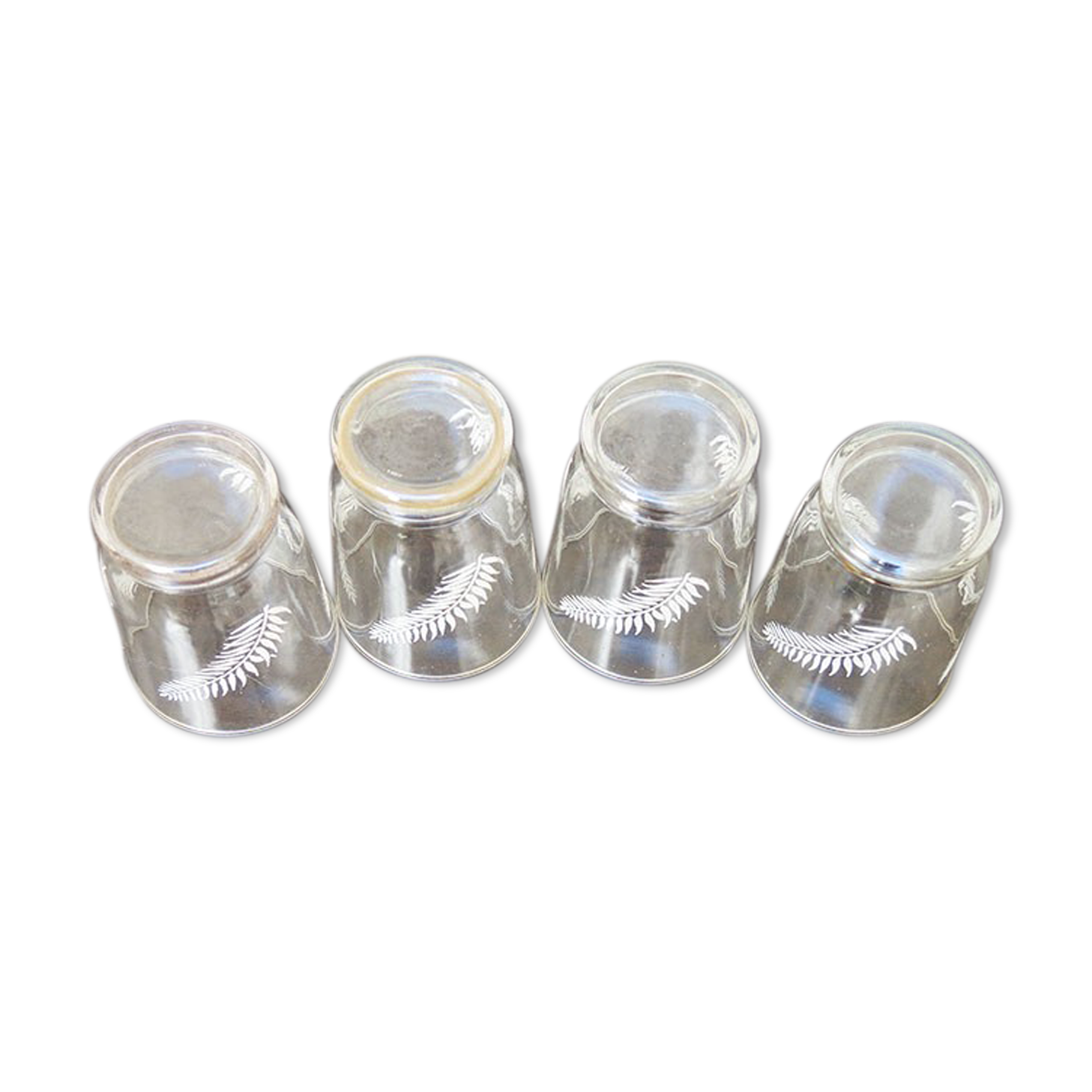 4 old straight lenses feather pattern h 8 cm