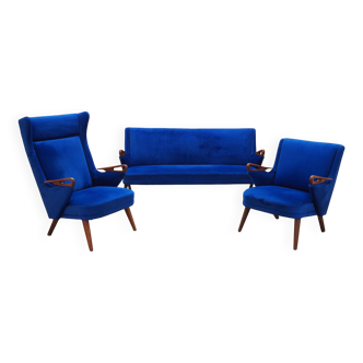 Blue living room set, Danish design, 1960s, designer: Chresten Findahl Brod