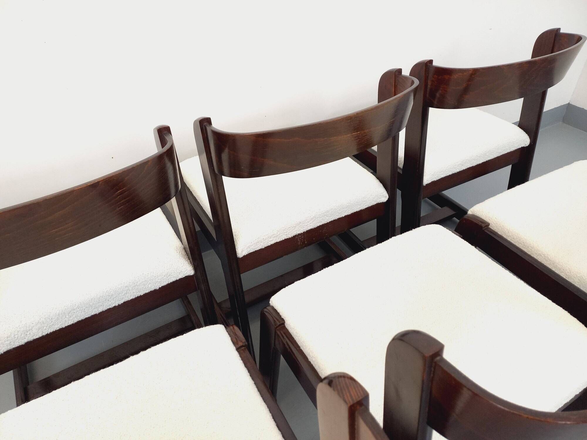 Set of 6 vintage Italian sleigh chairs by Mario Sabot
