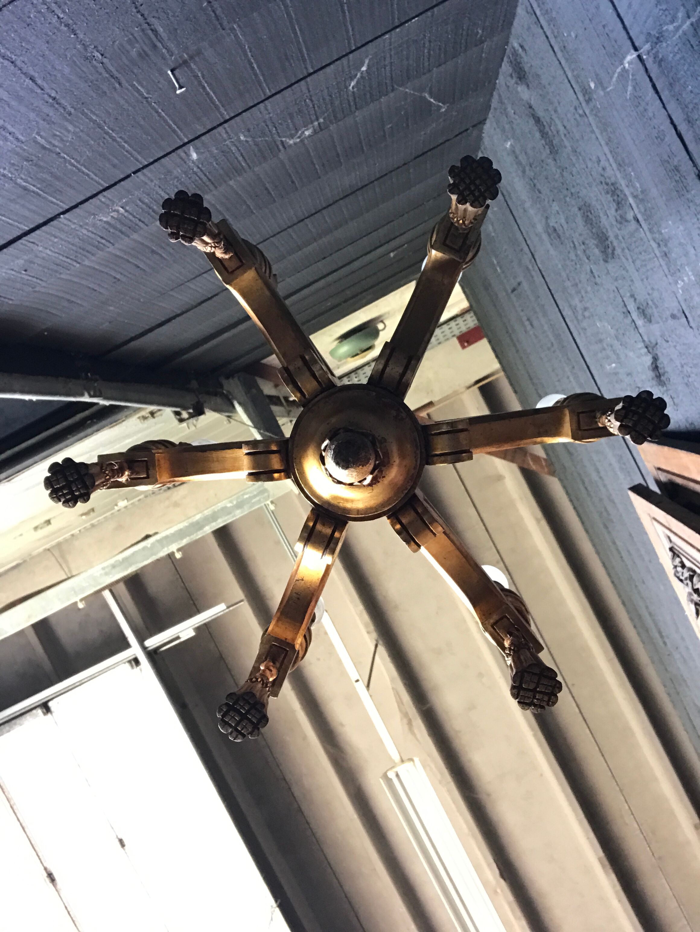 Golden wood chandelier