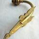 Art Deco art brass carved with acanthus, pink tulip in colorless glass