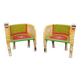 Paire de fauteuils en bois apparence "tigre"