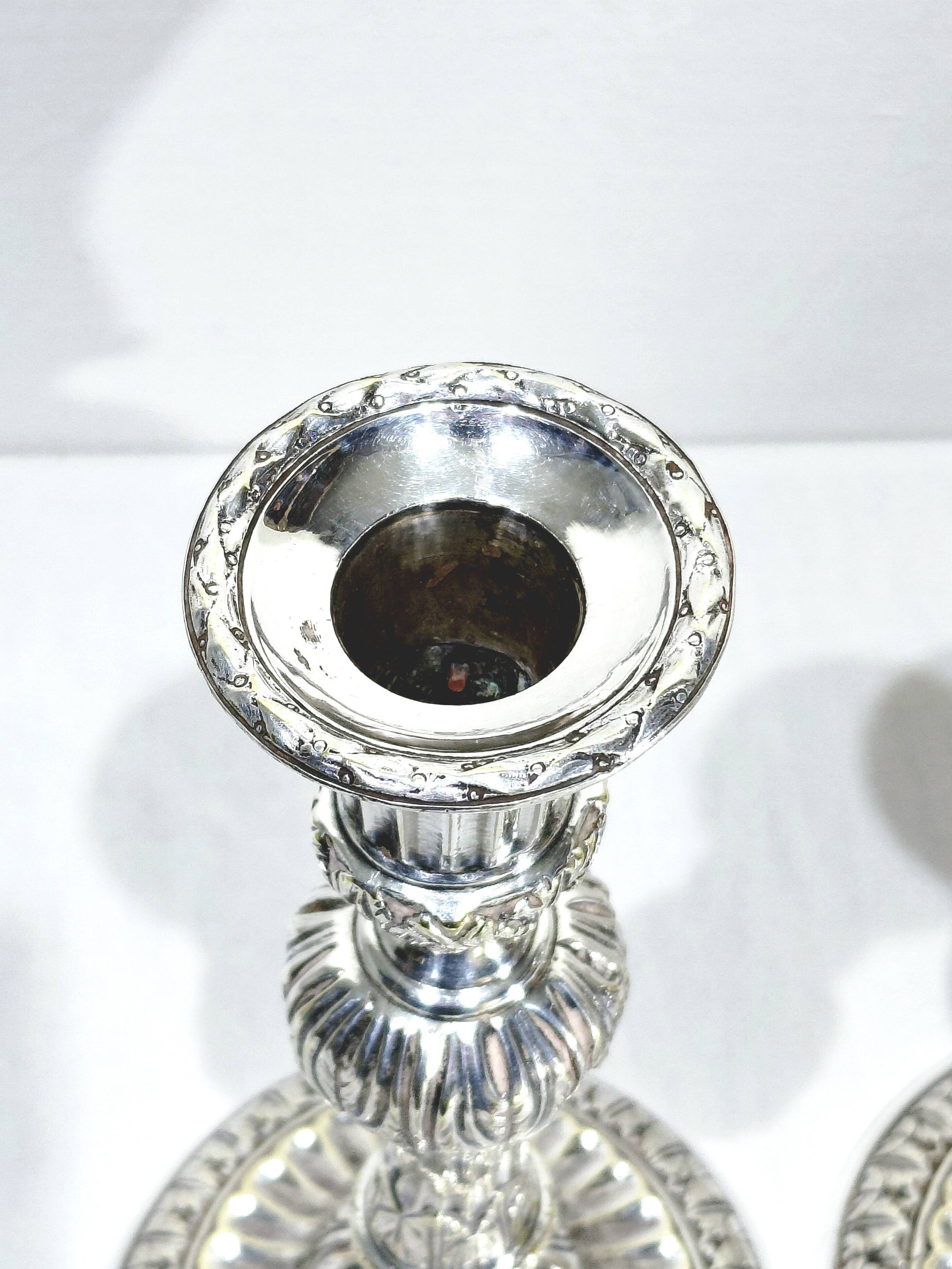 PAIR OF SILVERED BRONZE CANDLESTICKS