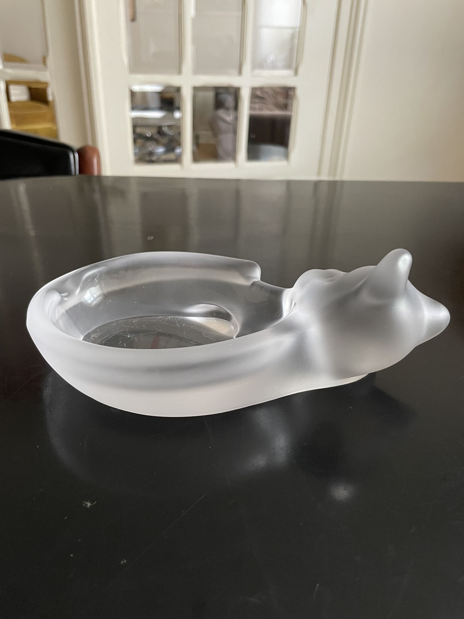 Vide poche chat en cristal dépoli