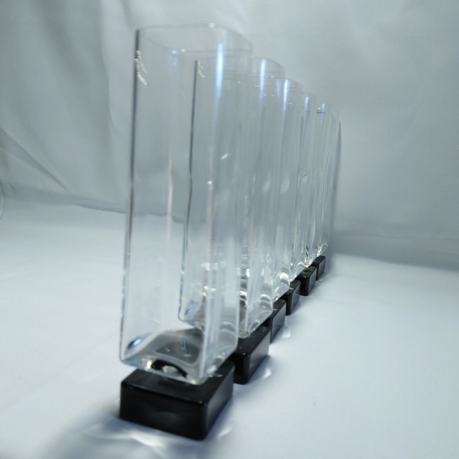 6 vintage square-stemmed glasses