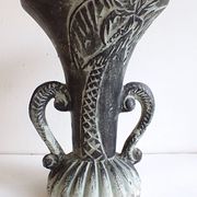 Vase balustre décoré de palmiers style années 1950