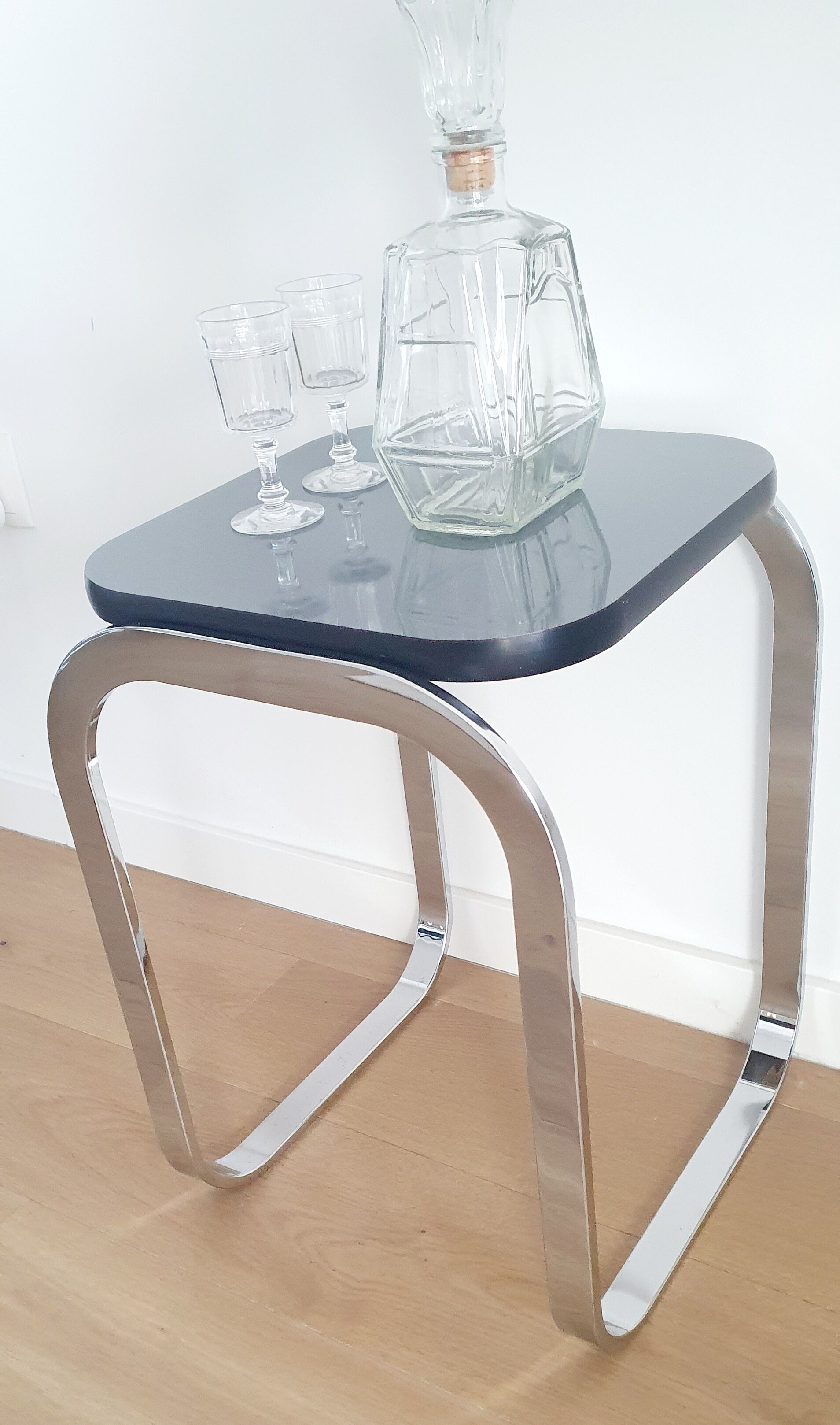 Bauhaus style chrome side table