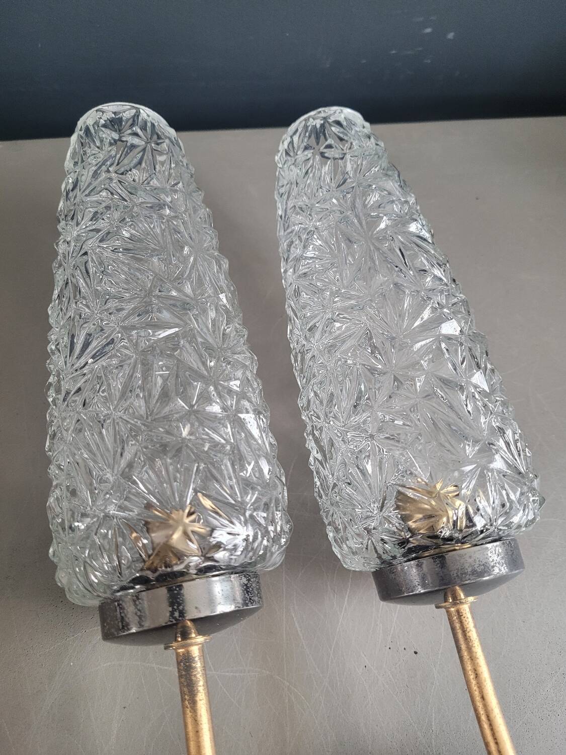 Pair of vintage molded glass wall sconces