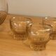 Carafe and 5 pink glass liqueur glasses with a gold rim 2008123