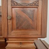 Buffet haut art and craft Art déco français en bois blond 1950 1960