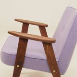 Mid-century modern armchair, oak wood, natural wool.