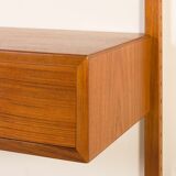 Hansen and Guldborg extra wide shelving unit in teak, 1960s