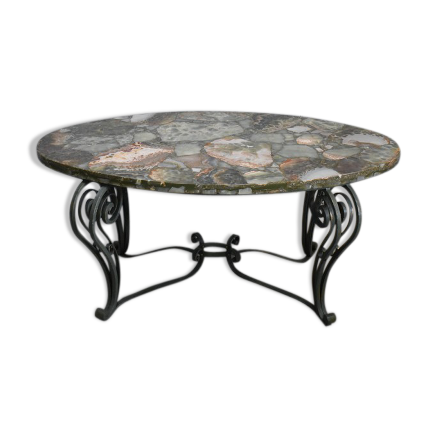 Marble and Forged Iron Low Table - 1950