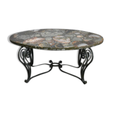 Marble and Forged Iron Low Table - 1950